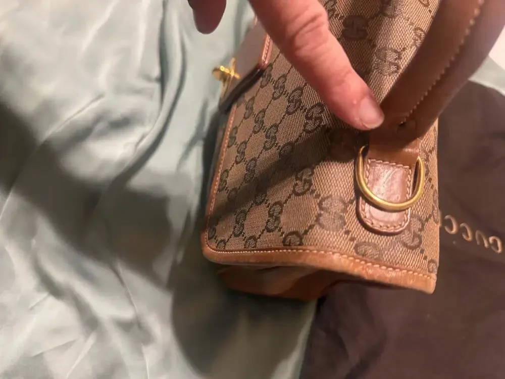 Vintage Gucci Monogram Brown Leather Top Handle Handbag 000.101.0274